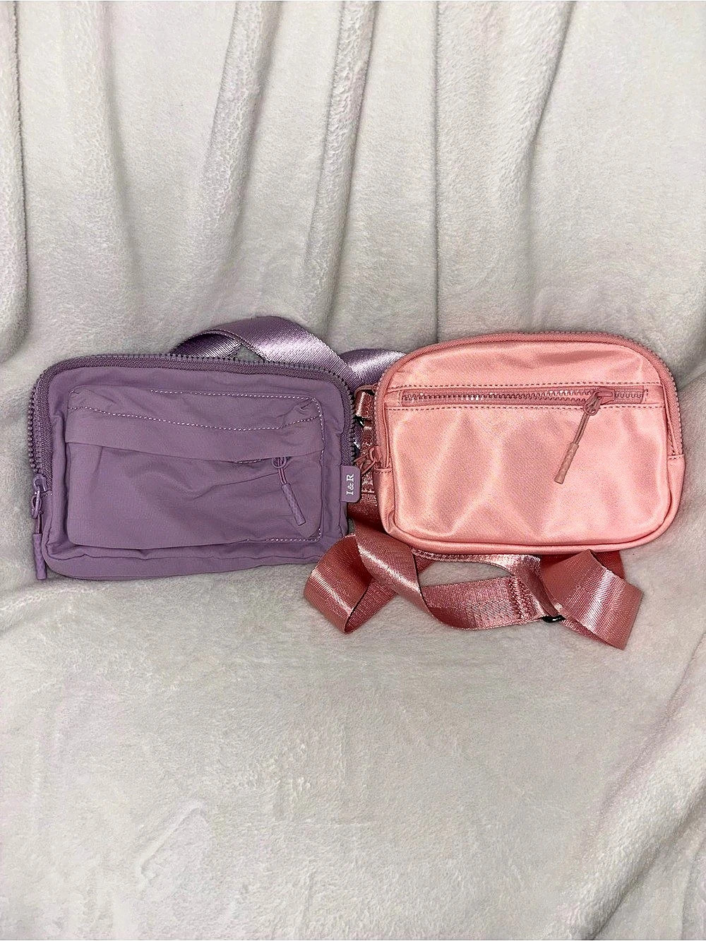 2 Crossbody Belt Bags in Pink & Purple